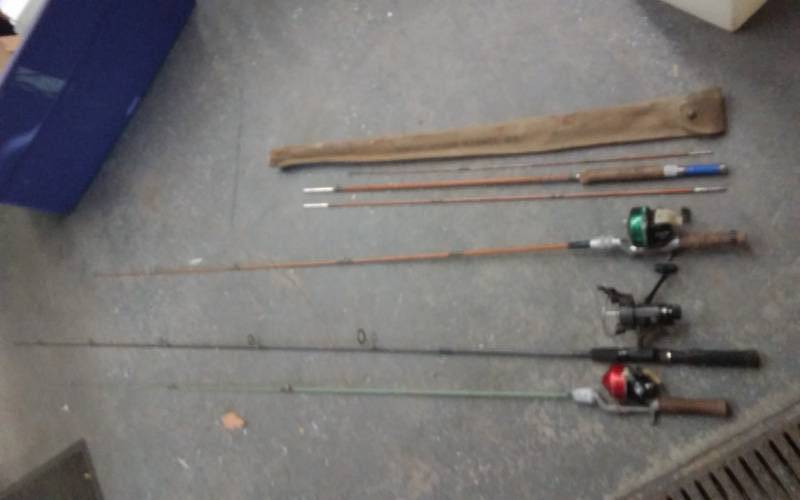 lot 31 image: Wood Hexagon Fly Rod, Phantom Fisher Lass With Johnson Reel, 2-Other Rods & Reels