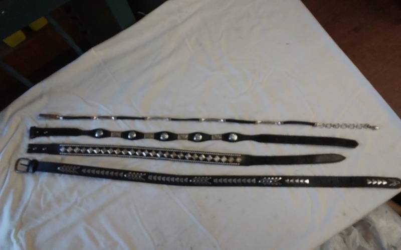 lot 39 image: 4-Assorted Black Leather Studded Western Belts