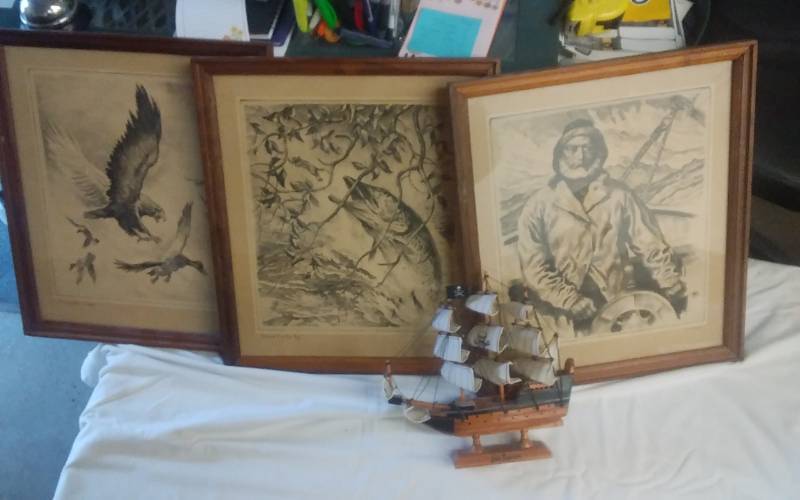 lot 52 image: 3 Framed Prints By R. H. Polenske, Lake Superior Model Ship