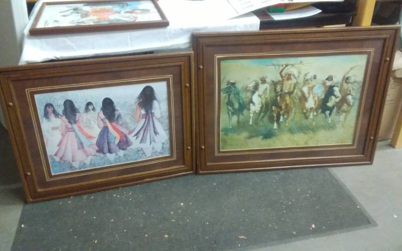 lot 61 image: 2-Native American Framed Prints 36x28 & 31x25