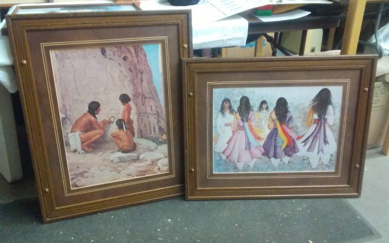 lot 62 image: 2-Native American Framed Prints 36x28 & 31x25