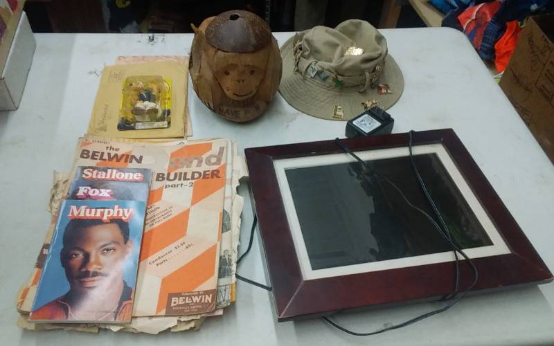 lot 87 image: Disney Pins, Piano Music, Popeye Figure, Carved Coconut