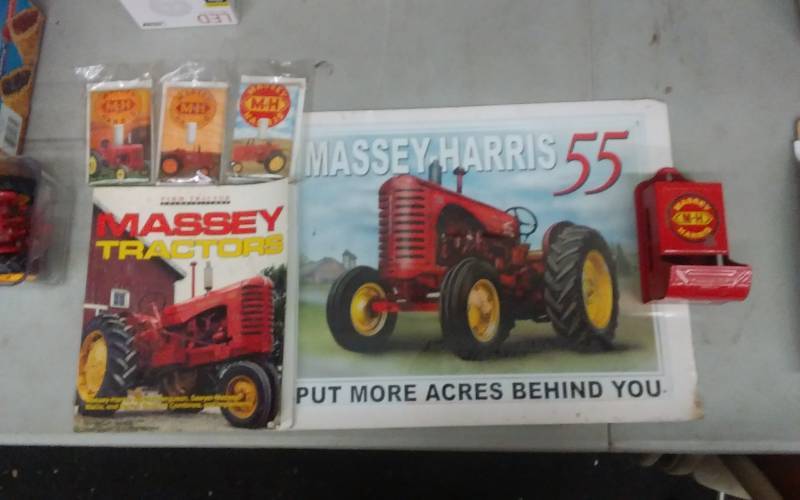 lot 99 image: Massey-Harris Tin Sign, Match Holder, Book, 3-Switch Plate Covers