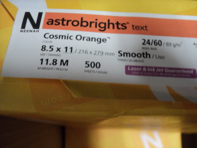 lot 84 image: 2000 sheets orange 8.5x11 paper, ...