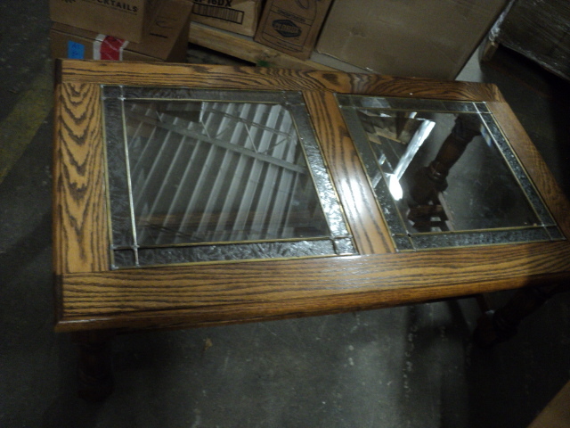 lot 190 image: wood coffee table with glass top 41...