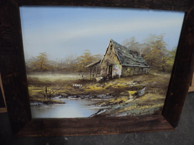 lot 206 image: vintage painting and small table...