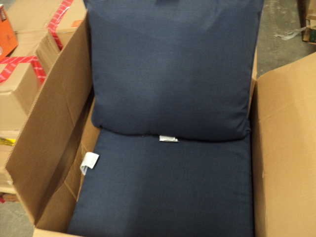 lot 219 image: 2 piece navy blue chair cushion...
