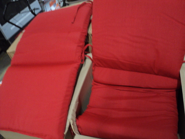 lot 221 image: pair of red chair cushions...