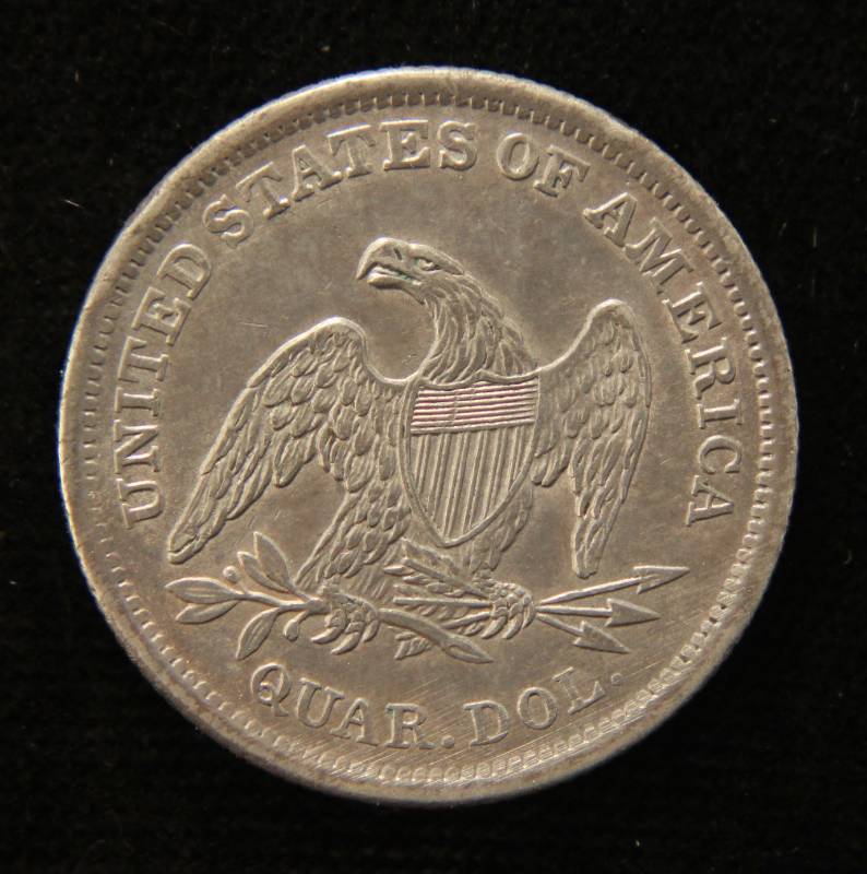 1838 NO DRAPERY US SEATED LIBERTY SILVER QUARTER AU RARE COIN