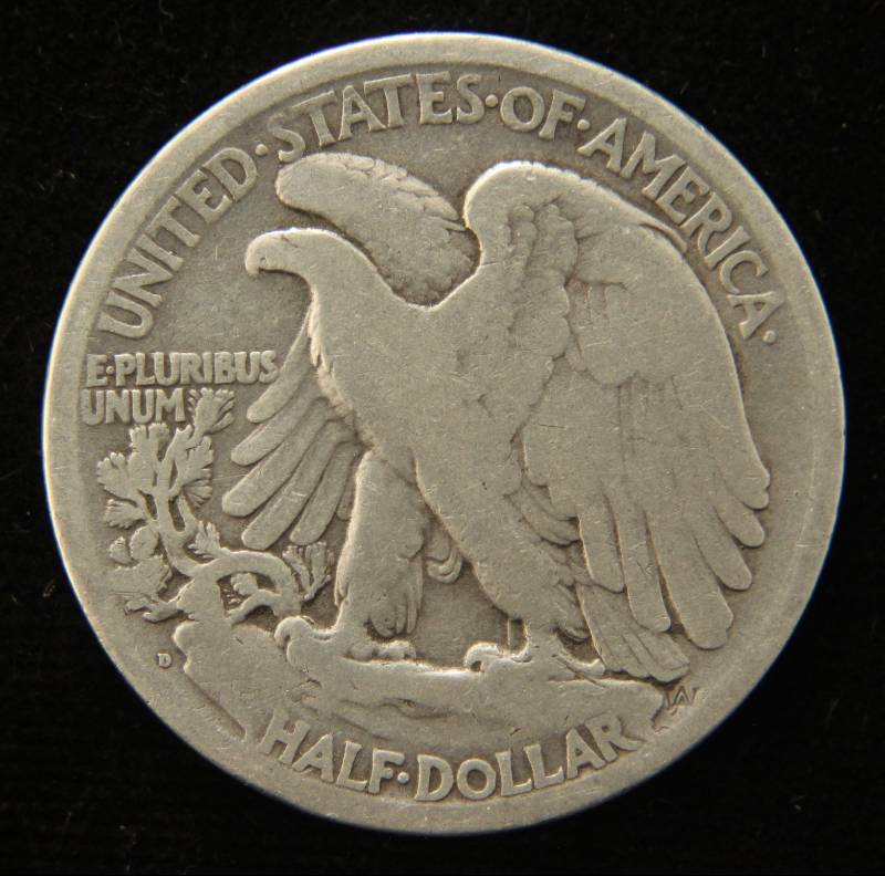 1917-D REVERSE MINT MARK WALKING LIBERTY SILVER HALF DOLLAR