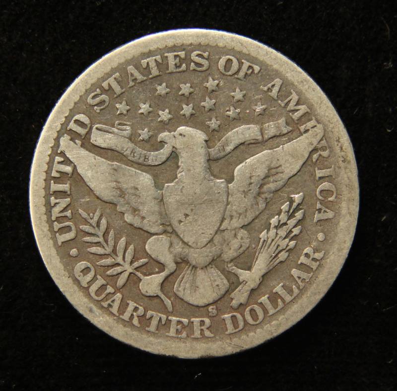1905-S BARBER SILVER QUARTER