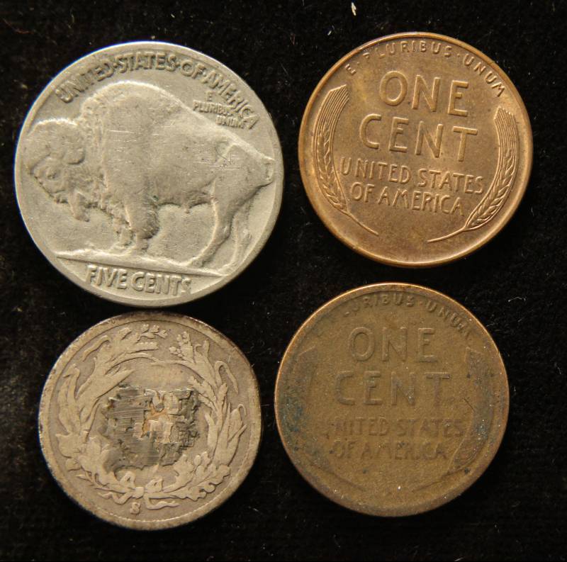 4 COINS 1898-S 10C, 1937 5C, 1918-S & 1939 1C