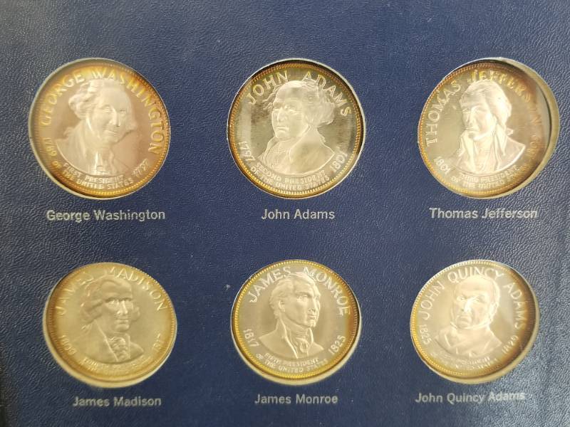 36 PIECE STERLING SILVER PRESIDENTIAL COIN SET (33 grams 92.5% silver per coin)
