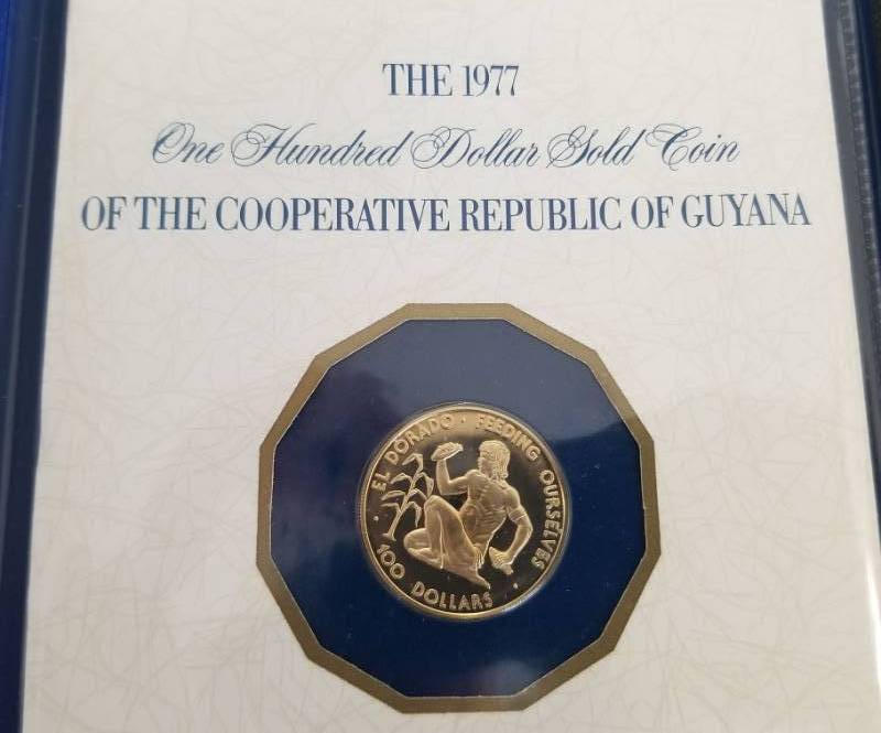 1977 REPUBLIC OF GUYANA $100 GOLD PROOF (5.38 grams 50% fine gold)