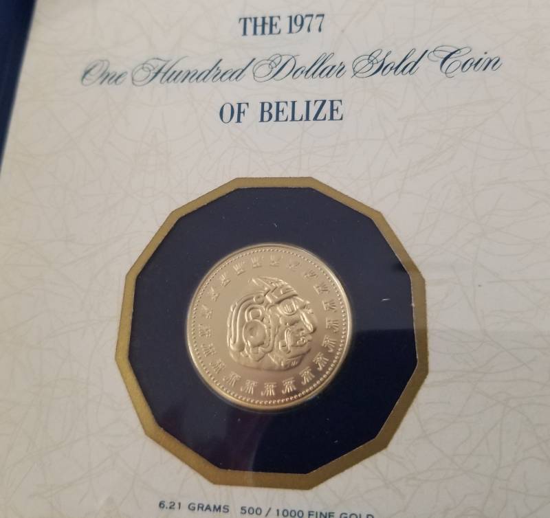 1977 BELIZE $100 GOLD PROOF (6.21 grams 50% fine gold) melt 110th Oz Pure Gold