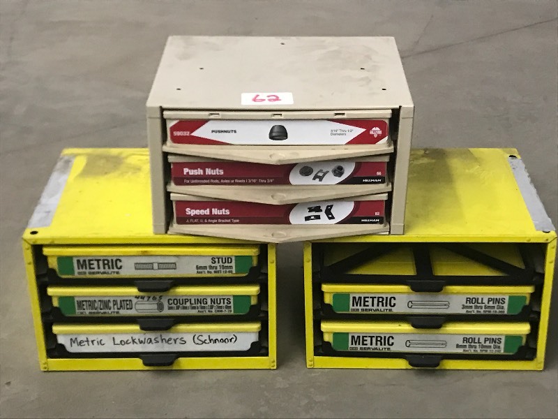 (3) Hardware Bins With Contents