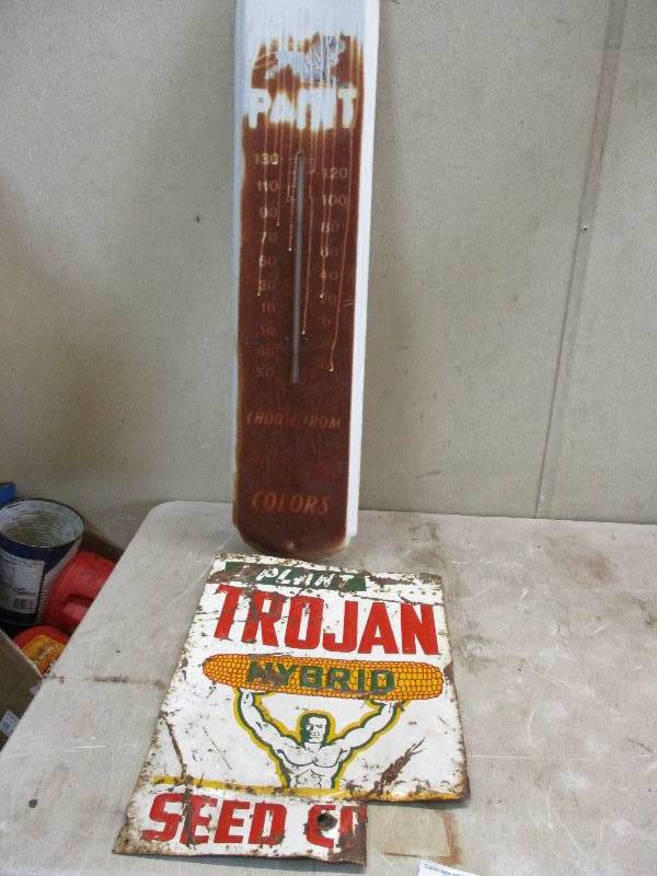 lot 46 image: Antique Thermometer and sign