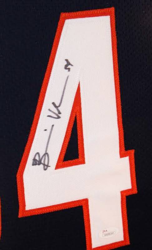 Brian Urlacher Signed Bears 35x43 Custom Framed Jersey (JSA COA)