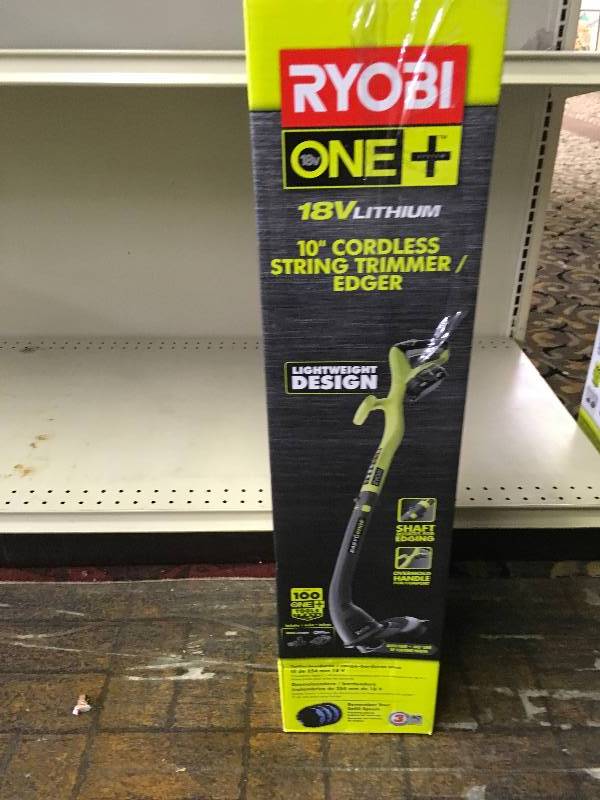 Ryobi ONE 18-Volt Lithium-Ion Electric Cordless String Trimmer and Edger, Retail $69.97