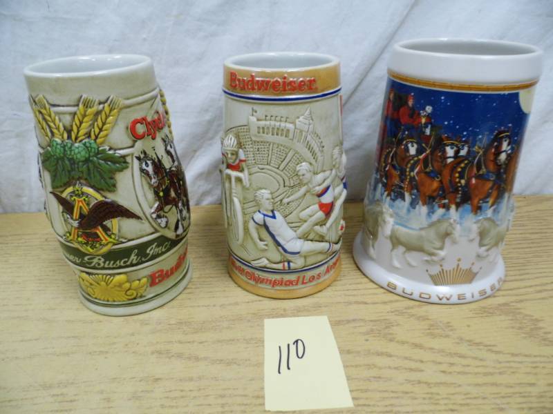 Lot of 3 Budweiser Steins