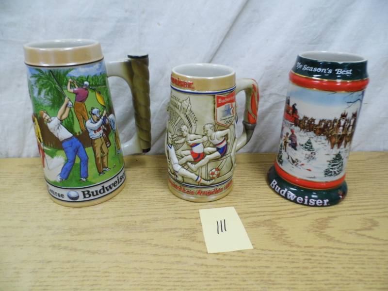 Lot of 3 Budweiser Steins