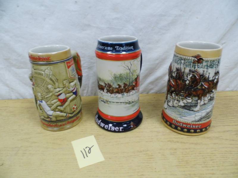 Lot of 3 Budweiser Steins