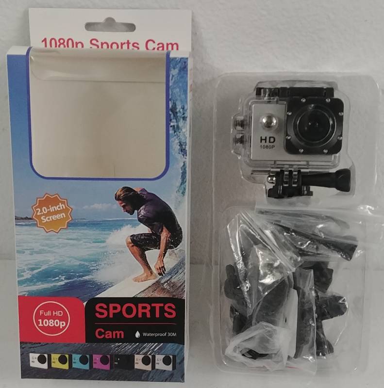 lot 17 image: GoPro style 1080p Sports Cam, Waterproof 30m, Silver