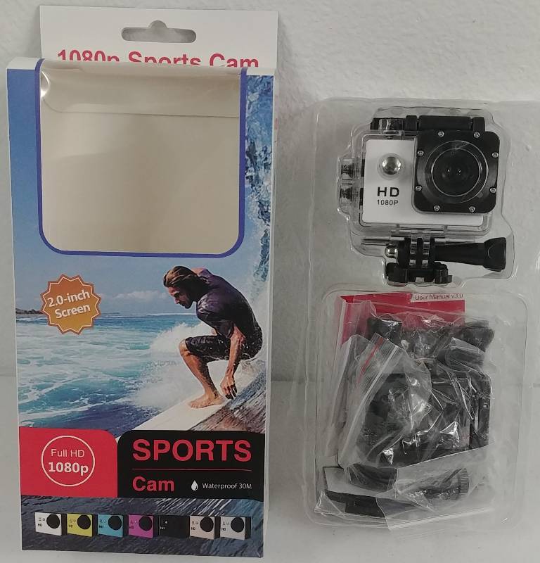 lot 18 image: GoPro style 1080p Sports Cam, Waterproof 30m, White