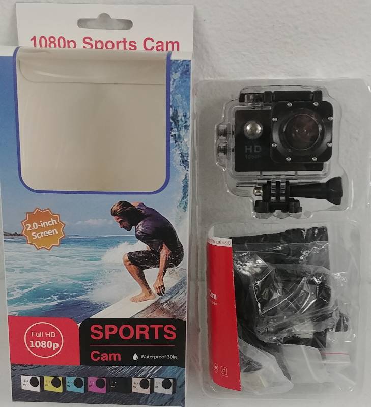 lot 21 image: GoPro style 1080p Sports Cam, Waterproof 30m, Black