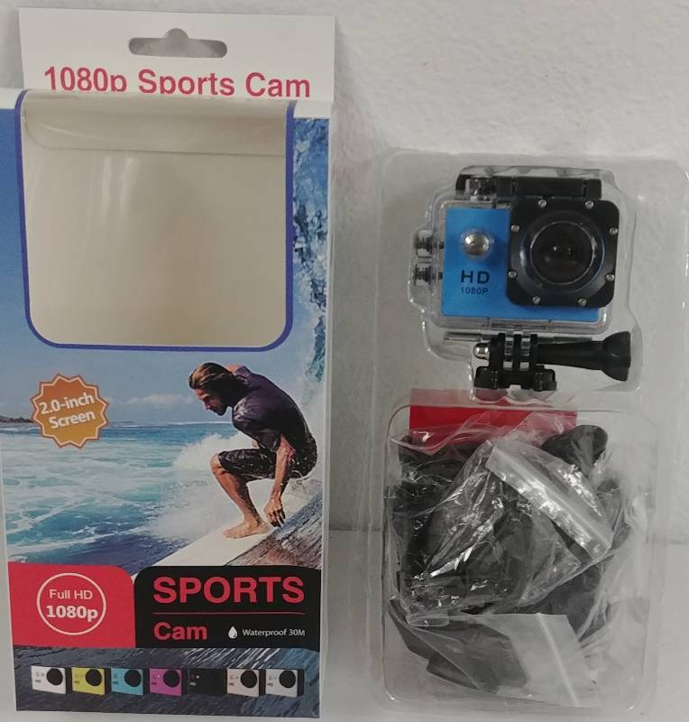lot 22 image: GoPro style 1080p Sports Cam, Waterproof 30m, Blue