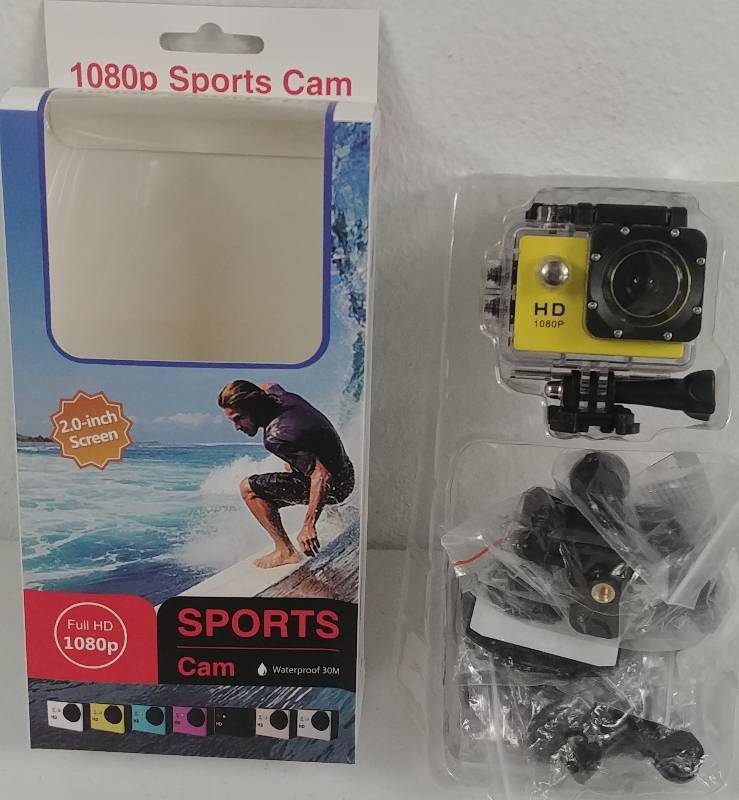 lot 23 image: GoPro style 1080p Sports Cam, Waterproof 30m, Yellow