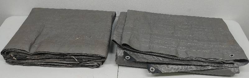lot 12 image: Two(2) Heavy Gauge Grey Tarps