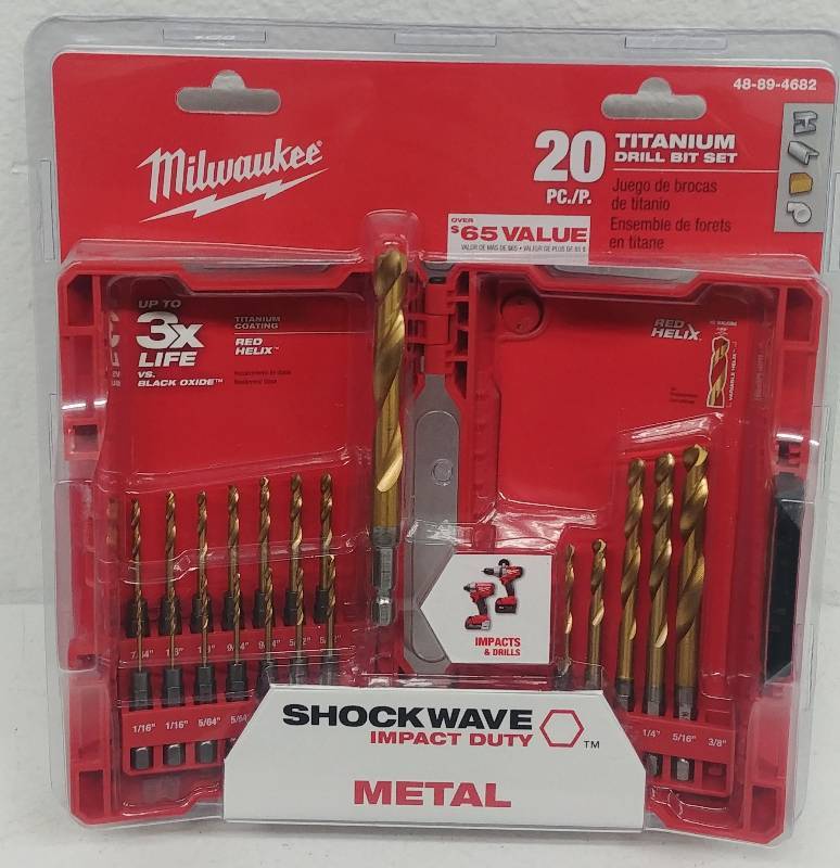 lot 24 image: Milwaukee 20pc Titanium Drill Bit Set