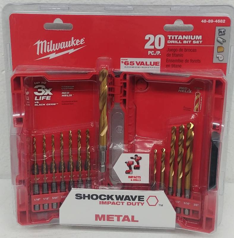 lot 25 image: Milwaukee 20pc Titanium Drill Bit Set