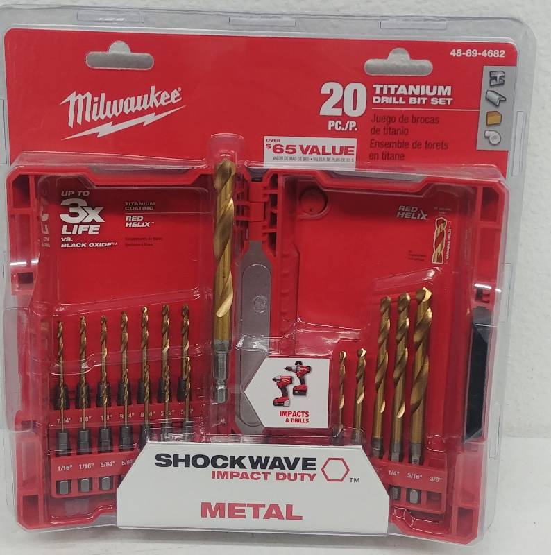 lot 26 image: Milwaukee 20pc Titanium Drill Bit Set