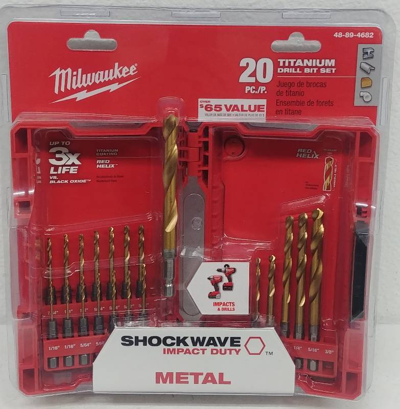 lot 27 image: Milwaukee 20pc Titanium Drill Bit Set