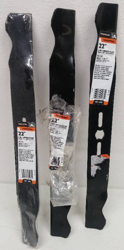 lot 28 image: Three(3) Universal 22 Mower Blades