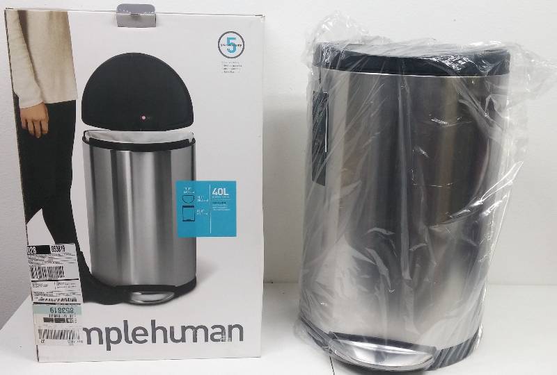 lot 34 image: Stainless Steel 40L SimpleHuman Trash Bin