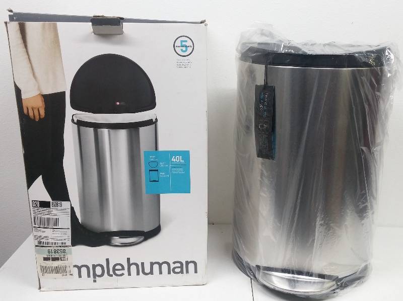 lot 35 image: Stainless Steel 40L SimpleHuman Trash Bin