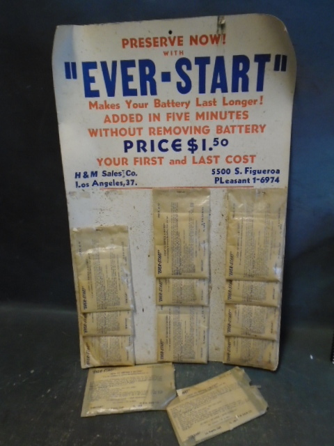 lot 81 image: Vintage Ever-Start Sign with Battery Service Packets