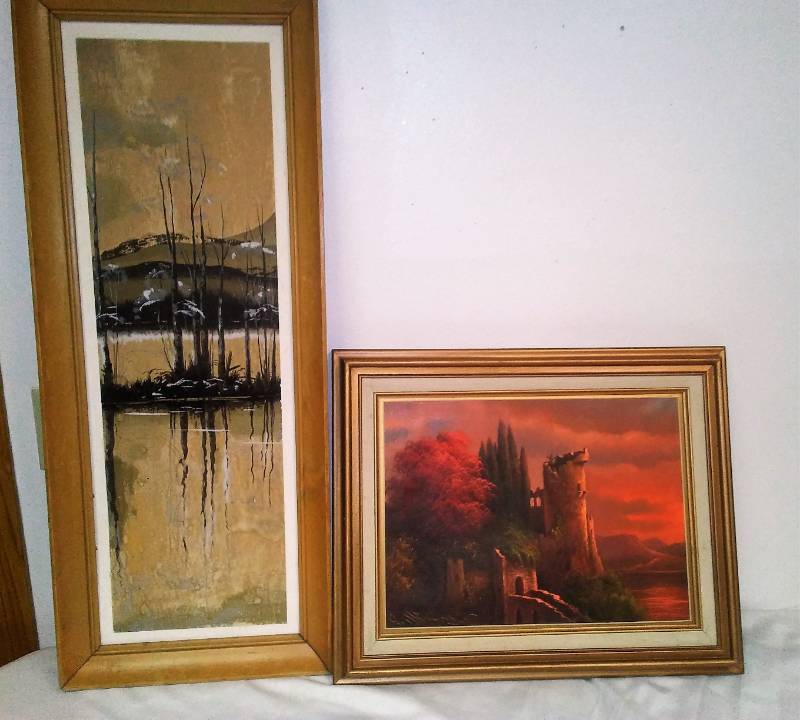 lot 98 image: 2 vintage oil paintings.