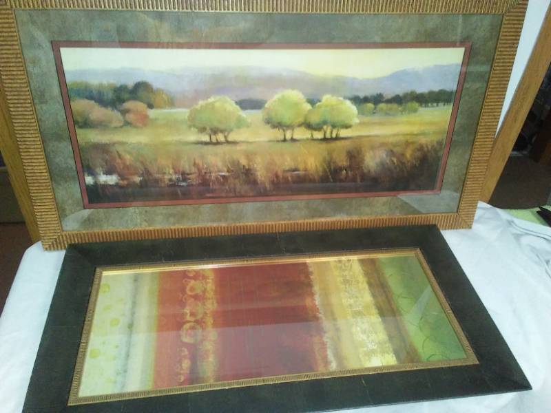 lot 102 image: Earth Tone prints and frame with glass, 2.
