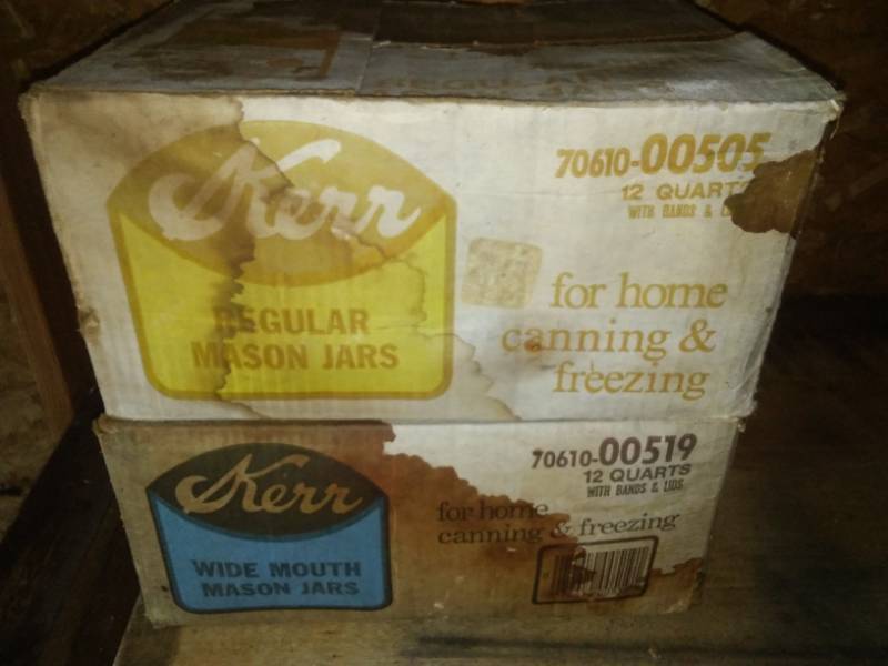 lot 109 image: Two cases of Kerr quart canning jars.