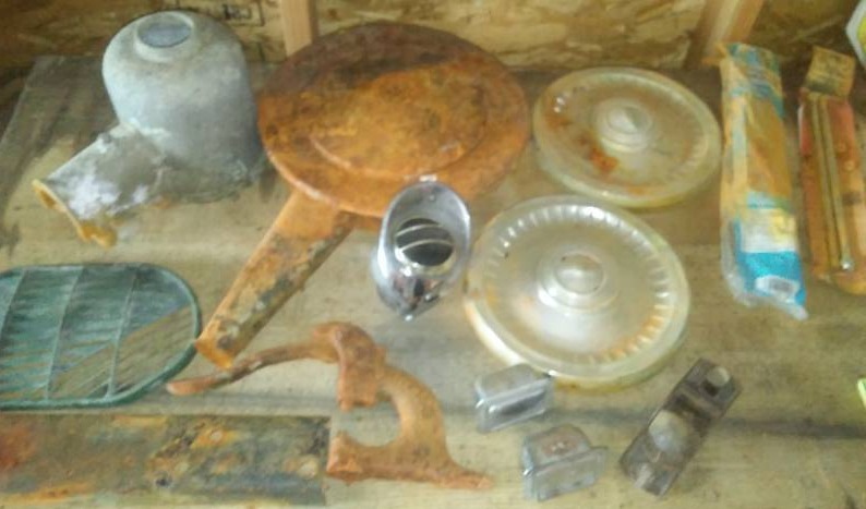 lot 134 image: Miscellaneous car parts, 1964 Nova Chevy II and more.
