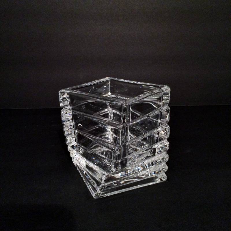 lot 14 image: Etched Rosenthal Germany Twisted Step Crystal Small Vase Or Votive Candeholder - Excellent Condition 