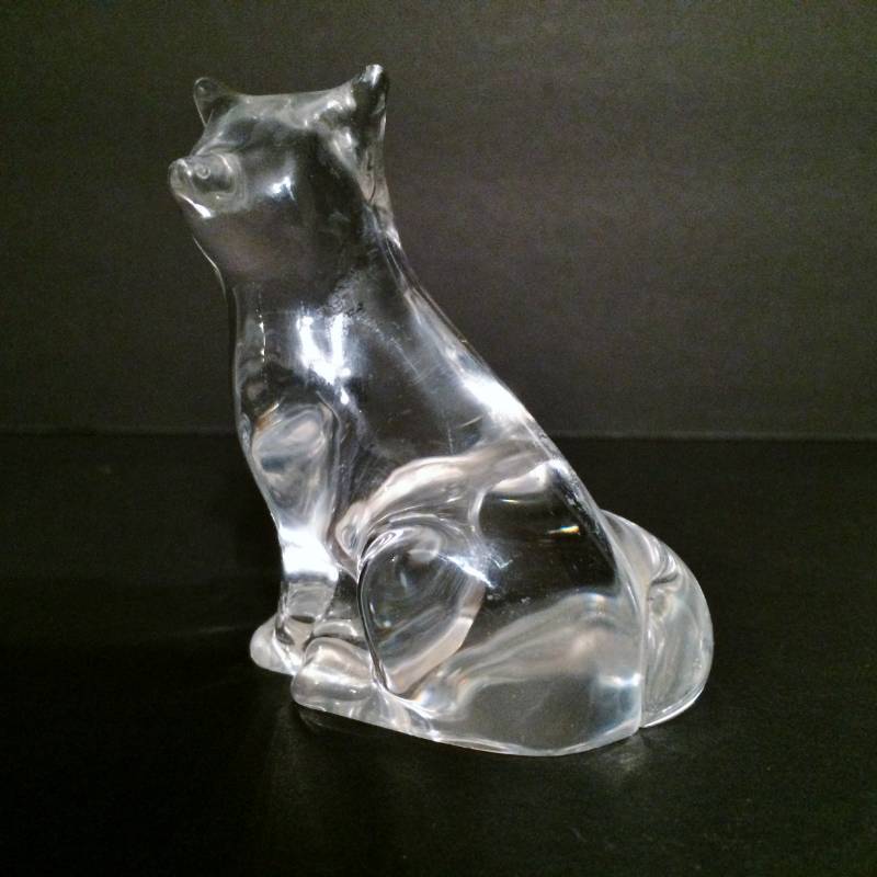 lot 26 image: Sculpted Signed Hadeland Norway Crystal FOX Figurine Wilhelm Johansson Designer Paperweight