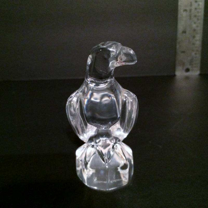 lot 27 image: HADELAND Glassworks of Norway CRYSTAL AMERICAN EAGLE 3-12 H Signed Figurine Paperweight