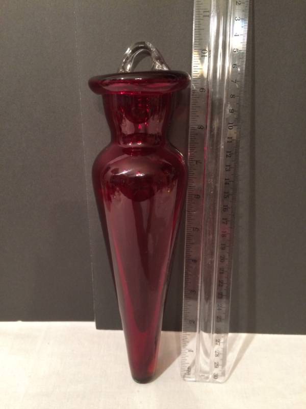lot 41 image: Large Art Glass Ruby Red Wall Mount Vase - Excellent Condition