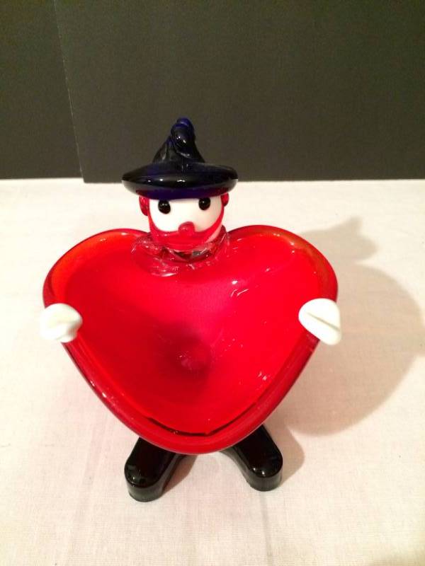 lot 44 image: Murano Art Glass Clown Candy Dish - Kinda Looks Like Mr Bill Oh No - Excellent Condition - Heavy