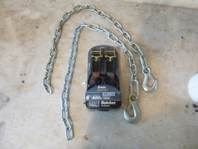 lot 17 image: Ratchet Tie Downs and Chains with J-Hooks